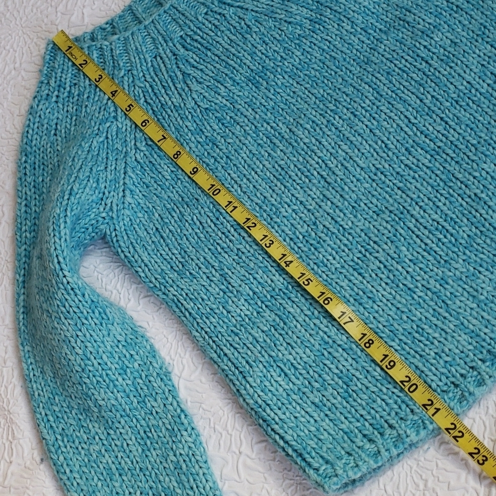 New York & Company Thick Knit Cropped Teal Pullover Sweater, Size S - Picture 9 of 12